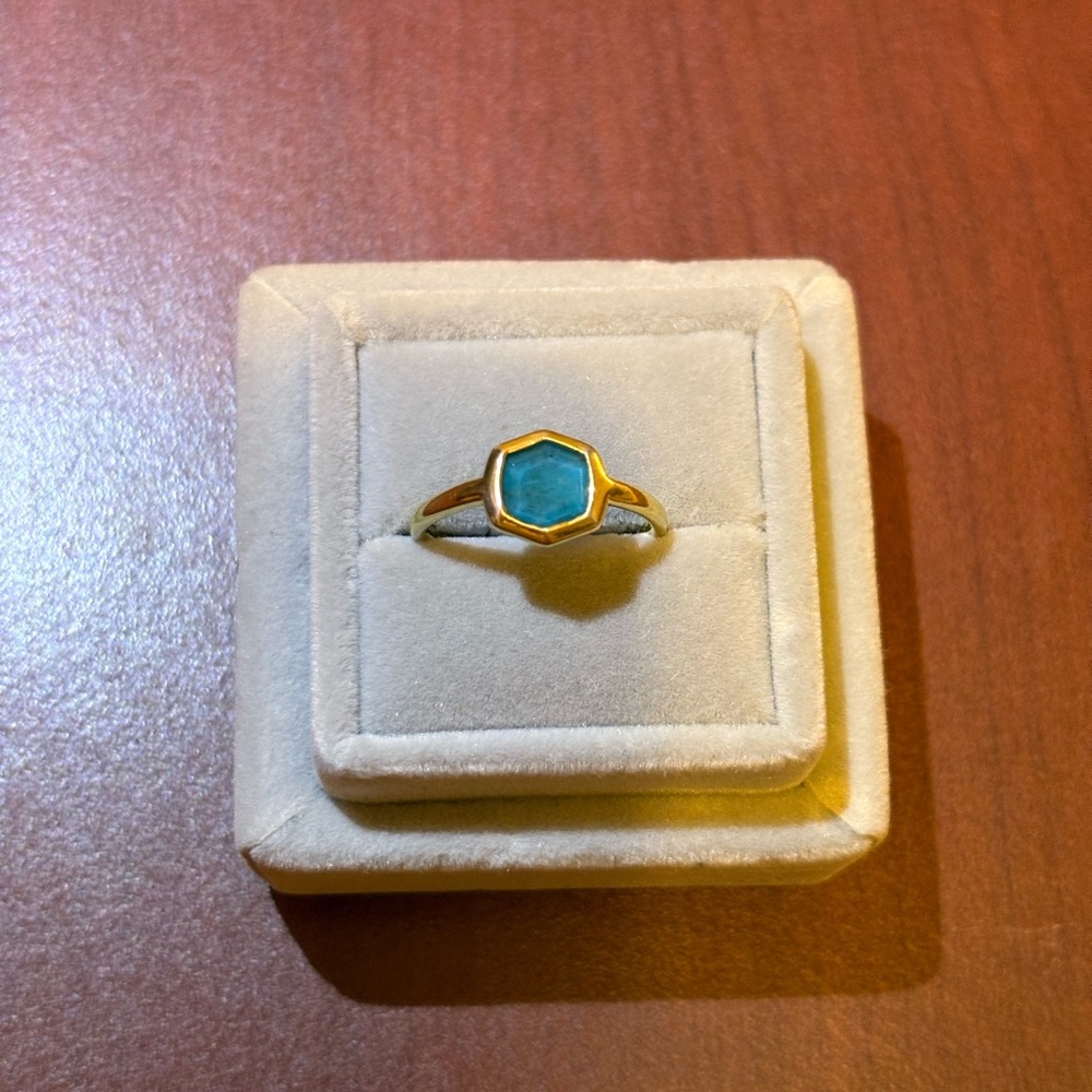 Kendra Scott 18k Gold Davis Ring Turquoise Size 7